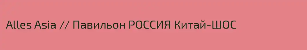 Alles Asia // Павильон РОССИЯ Китай-ШОС